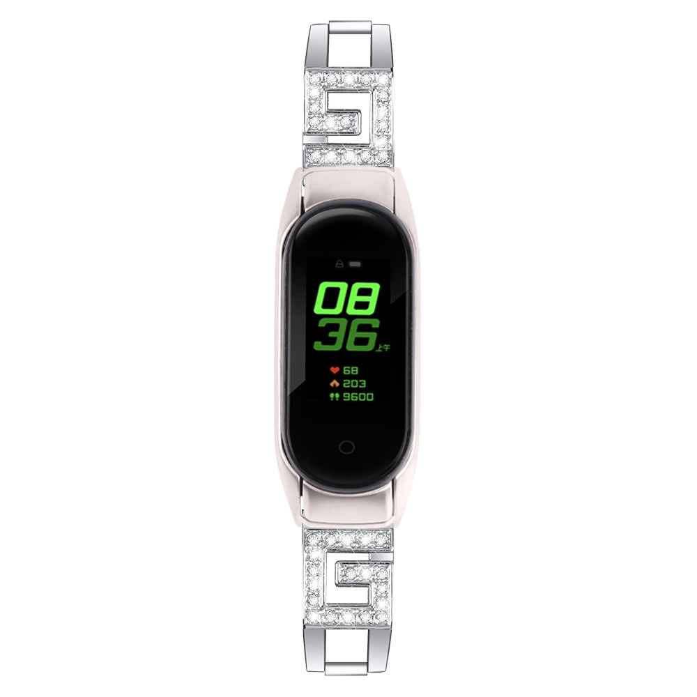 For Xiaomi Smart Band 8 G Letter Rhinestones Decor Watch Strap Stainless Steel Replacement Wrist Band For Xiaomi Smart Band 8 G Letter Rhinestones Decor Watch Strap Stainless Steel Replacement Wrist Band